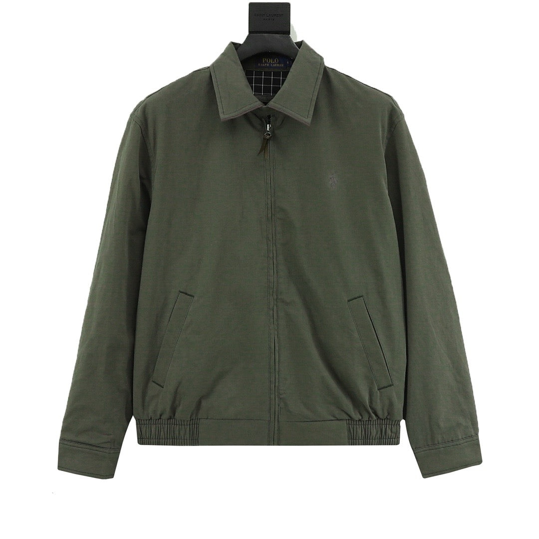 Polo Ralph Lauren Men's Olive Green Harrington Jacket with Tonal Pony Logo