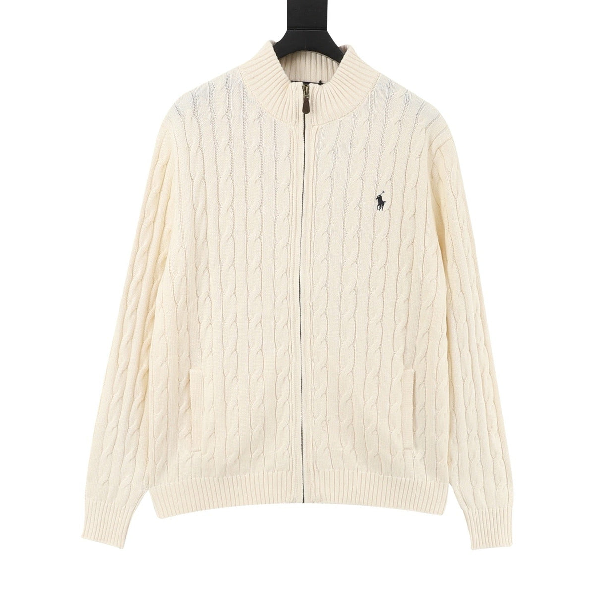 Polo Ralph Lauren Men's Cream Cable-Knit Full-Zip Cardigan