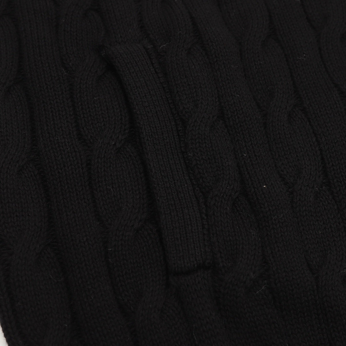 Polo Ralph Lauren Men's Black Cable-Knit Full-Zip Cardigan with Red Pony Logo