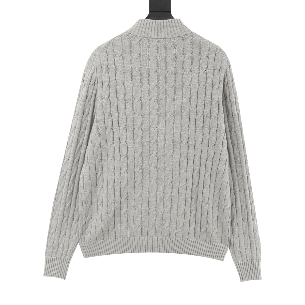 Polo Ralph Lauren Men's Grey Cable-Knit Full-Zip Cardigan with Navy Pony Logo