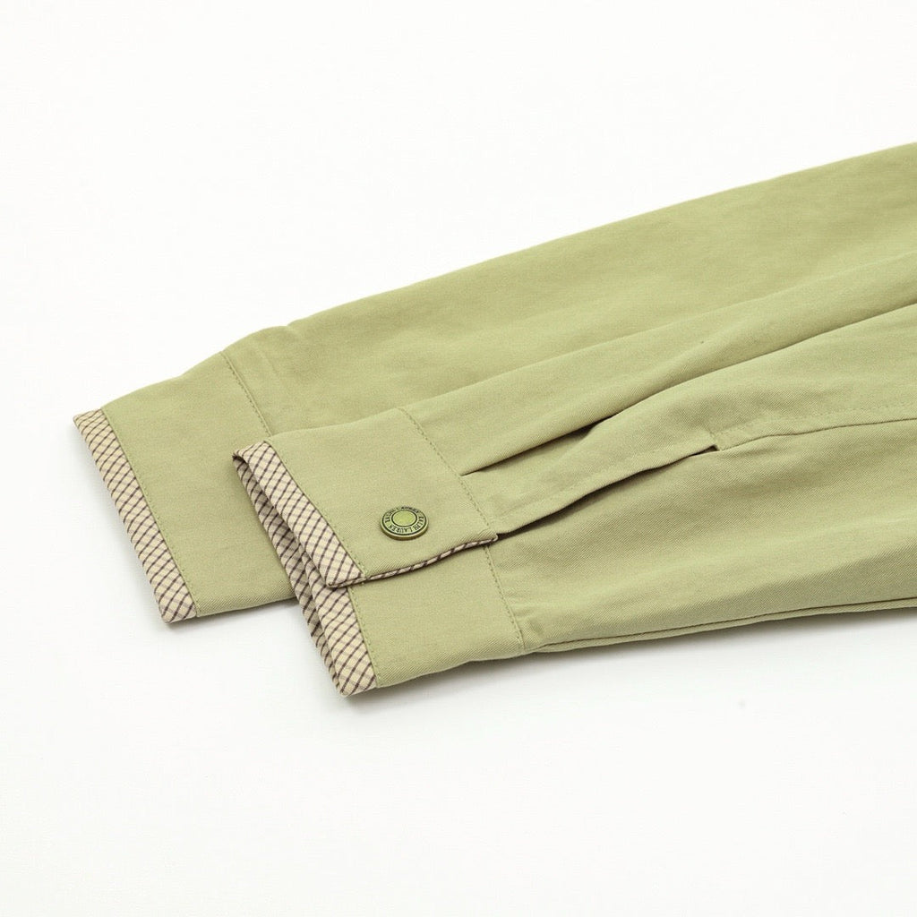 Polo Ralph Lauren Men's Light Green Harrington Jacket with Check-Trim Collar