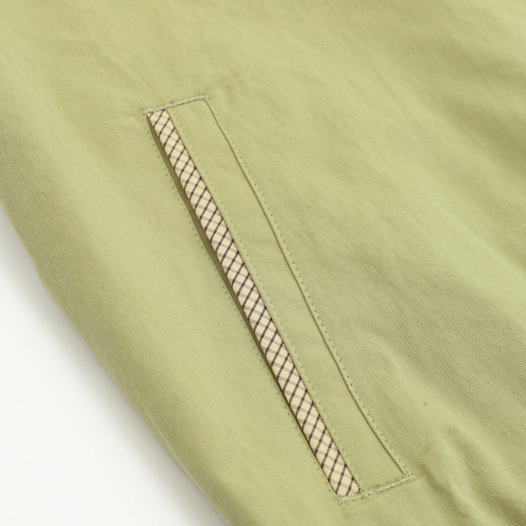 Polo Ralph Lauren Men's Light Green Harrington Jacket with Check-Trim Collar