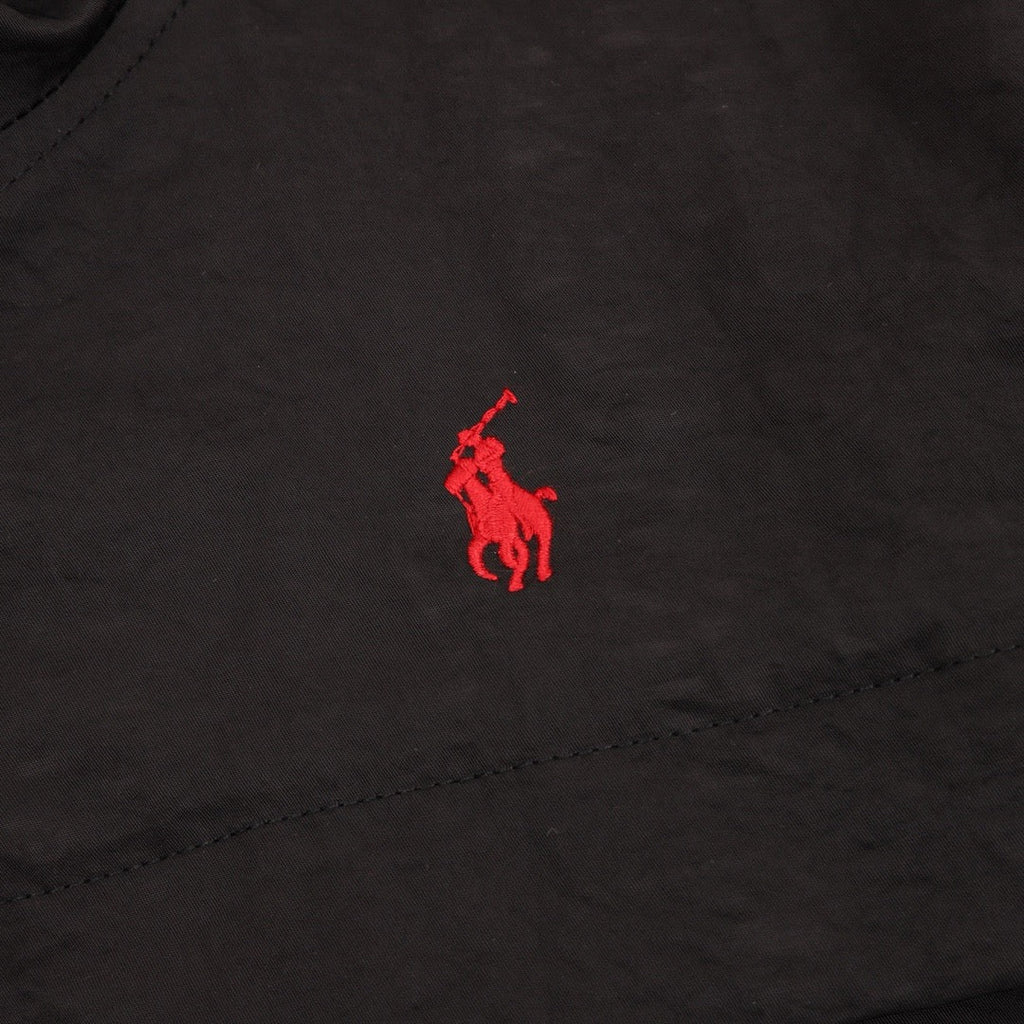 Polo Ralph Lauren Men's Black Hooded Windbreaker with Red Pony Logo