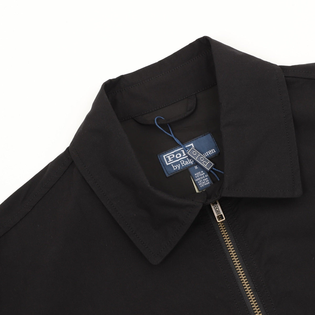 Polo Ralph Lauren Men's Black Poplin Harrington Jacket with Double-Pony Back Embroidery