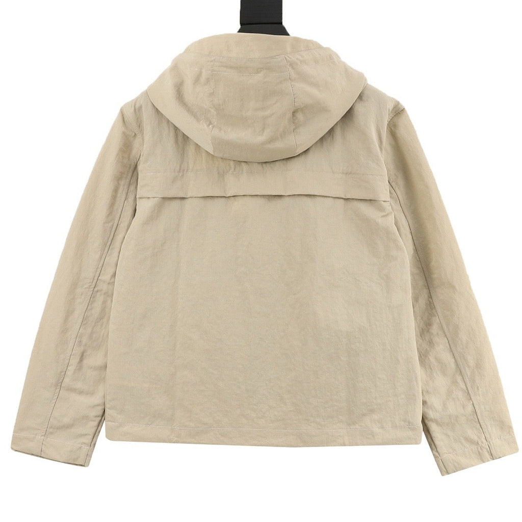 Polo Ralph Lauren Men's Beige Hooded Windbreaker with Navy Pony Logo