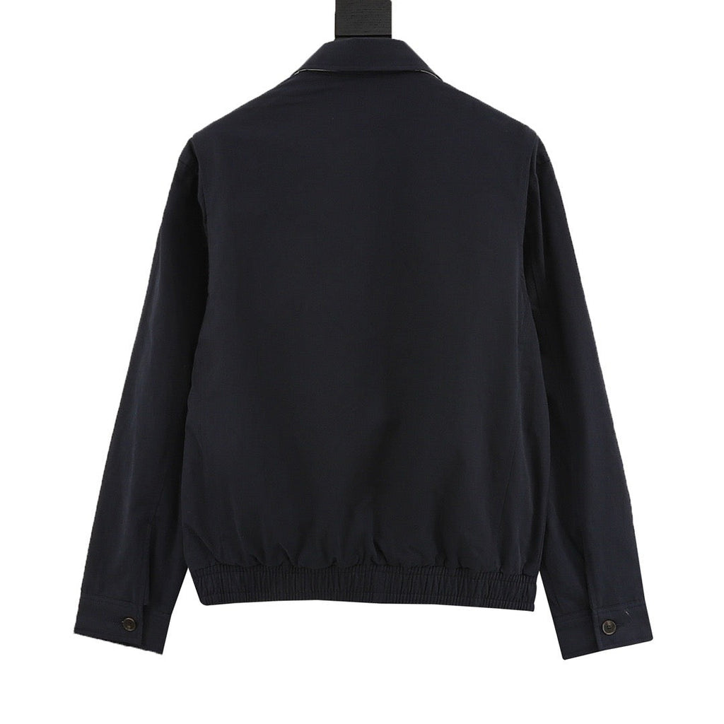 Polo Ralph Lauren Men's Navy Harrington Jacket with White-Trim Collar