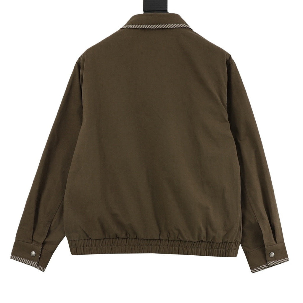 Polo Ralph Lauren Men's Brown Harrington Jacket with Check-Trim Collar