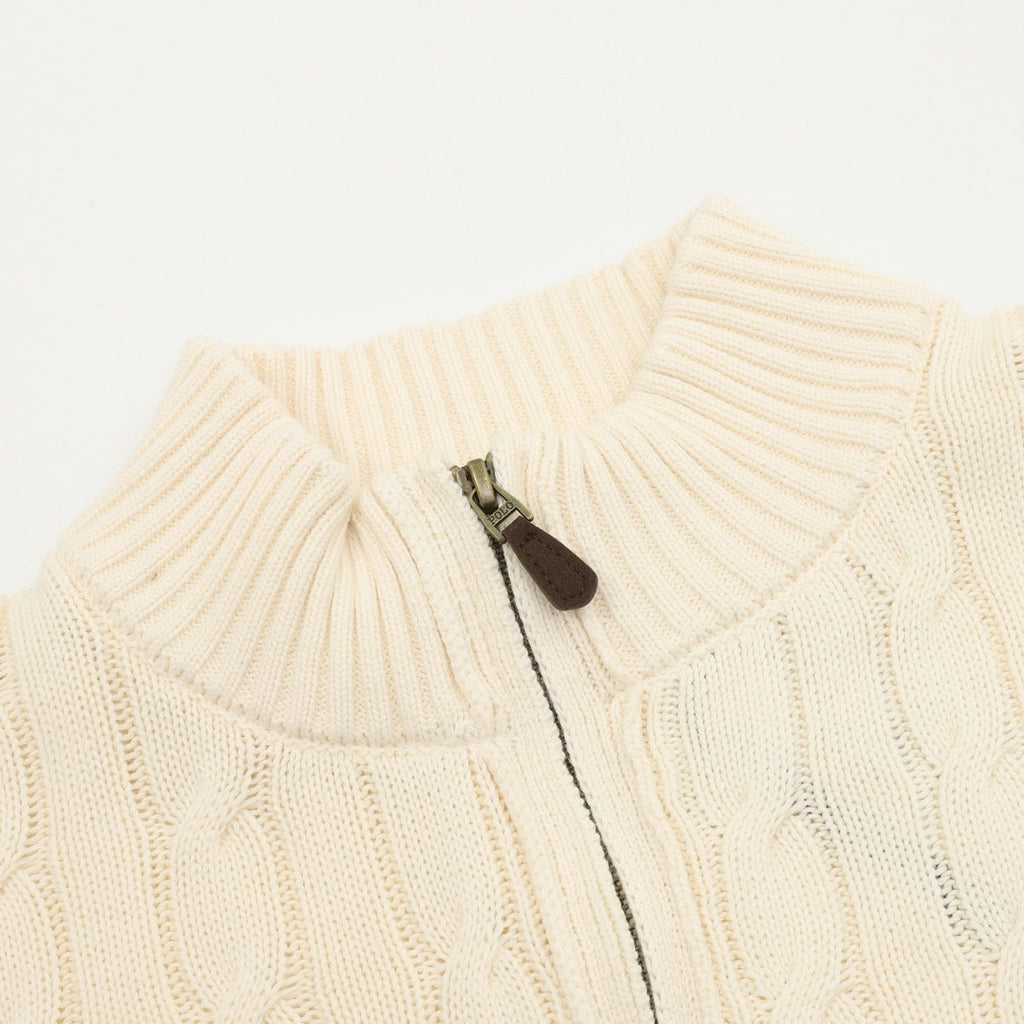 Polo Ralph Lauren Men's Cream Cable-Knit Full-Zip Cardigan