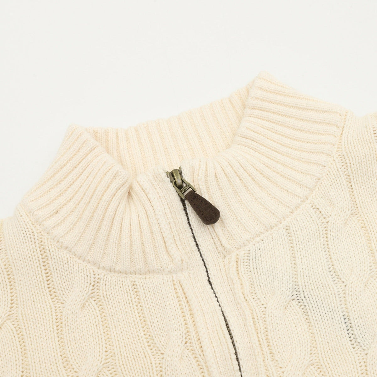 Polo Ralph Lauren Men's Cream Cable-Knit Full-Zip Cardigan