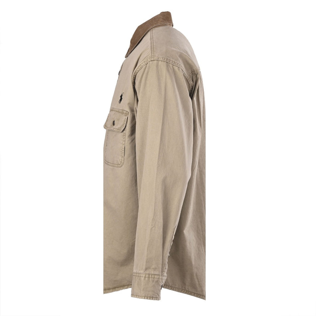 Polo Ralph Lauren Canvas Workshirt Contrast Corduroy Collar Khaki