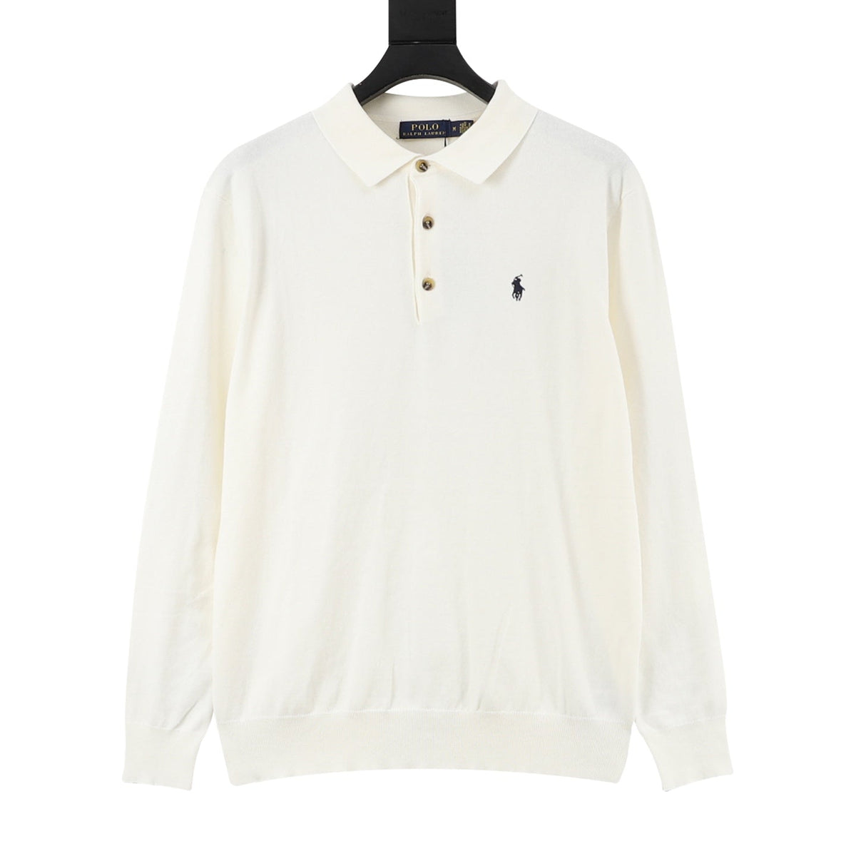 Polo Ralph Lauren Classic‑Fit Cream Knit Long Sleeve Polo Shirt
