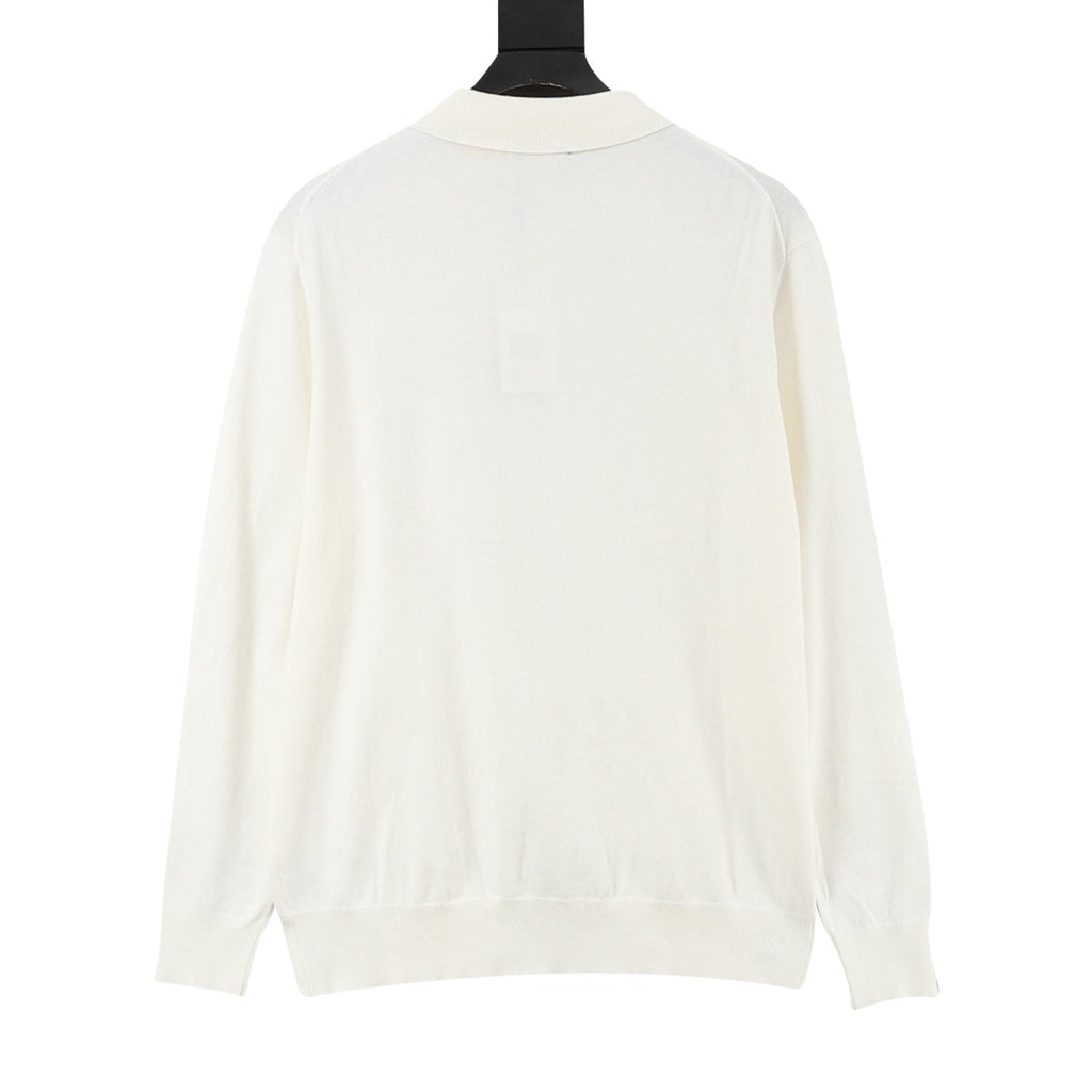 Polo Ralph Lauren Classic‑Fit Cream Knit Long Sleeve Polo Shirt