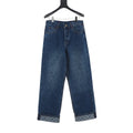 Louis Vuitton Monogram Cuffed Wide‑Leg Denim Jeans Dark Blue