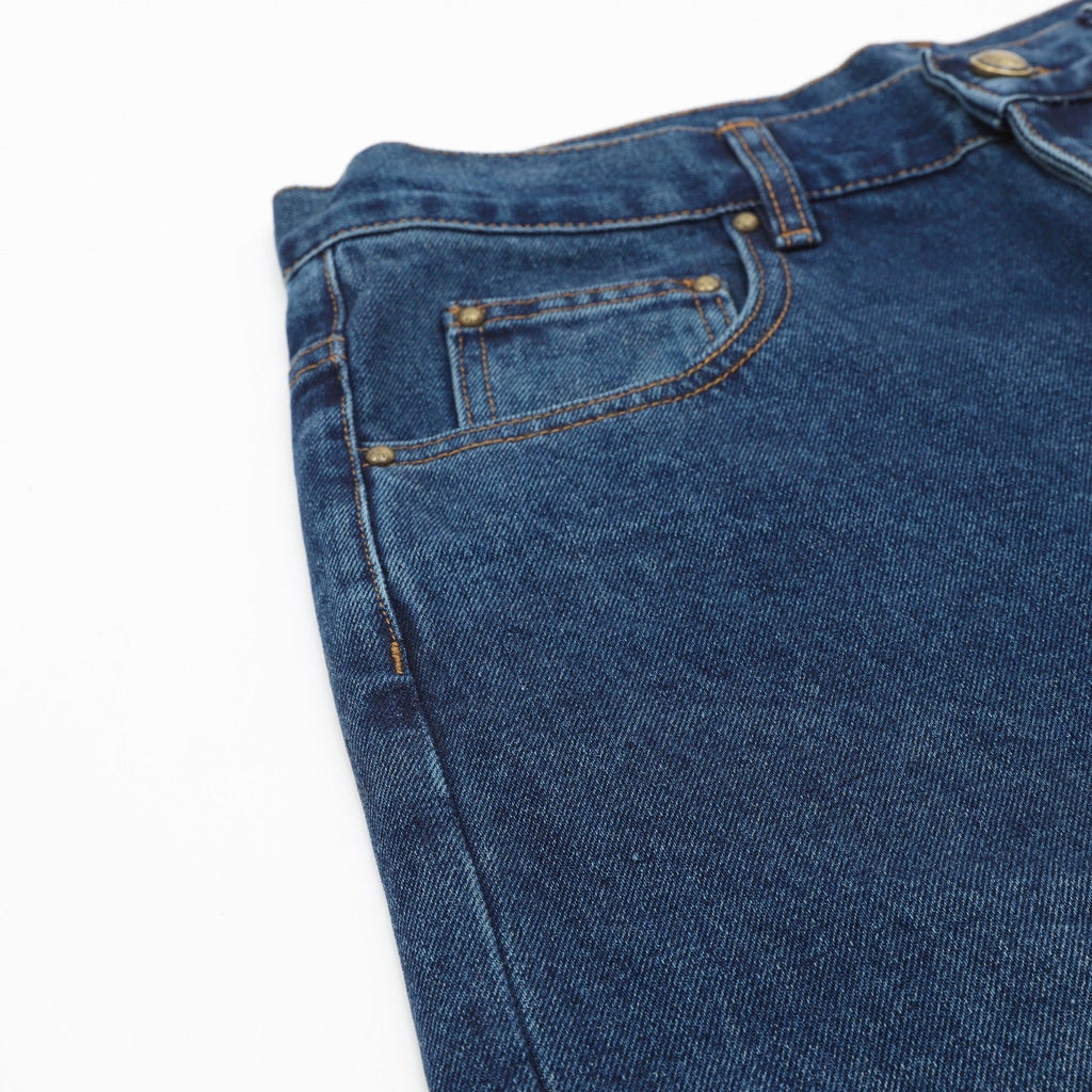 Louis Vuitton Monogram Cuffed Wide‑Leg Denim Jeans Dark Blue