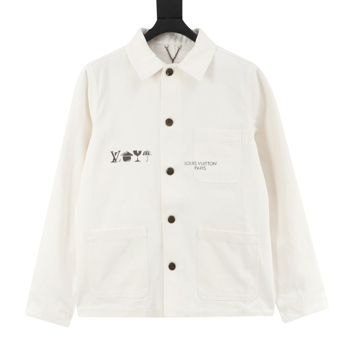 Louis Vuitton Paris Logo Print Workwear Overshirt Off‑White