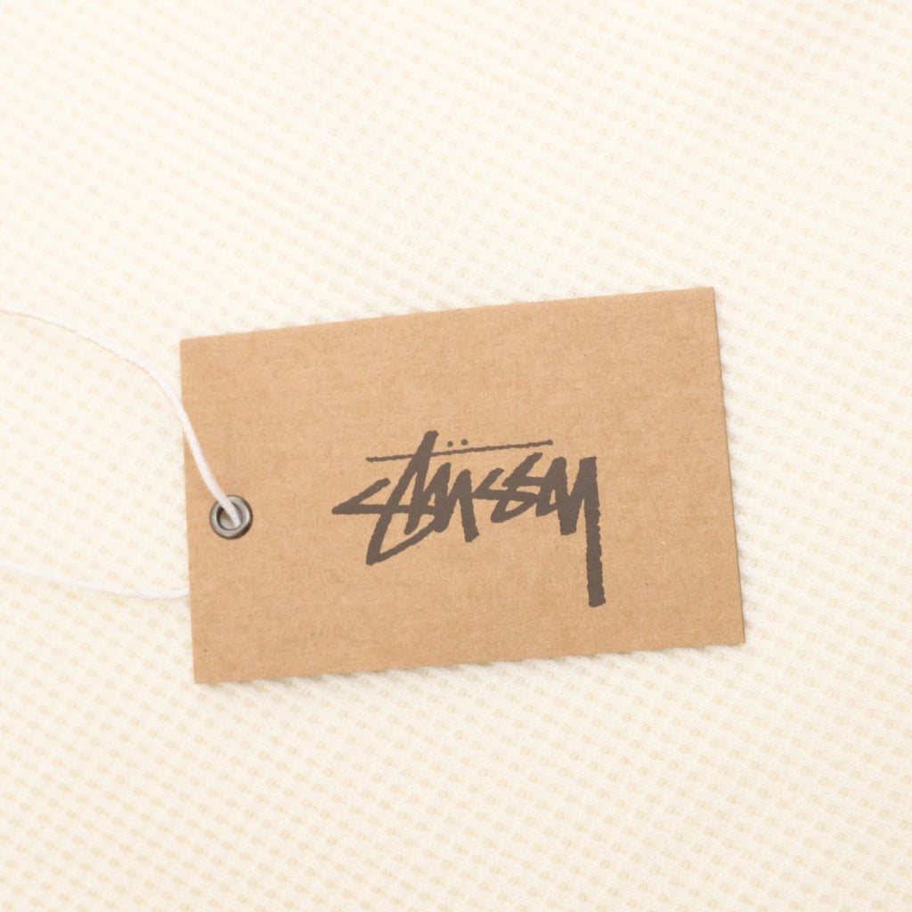 Stussy Logo Raglan Waffle Long‑Sleeve Tee Off‑White Burgundy