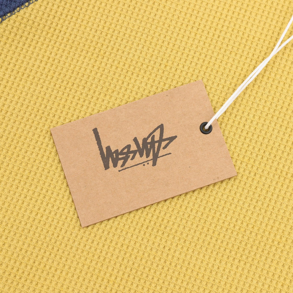 Stussy Logo Raglan Waffle Long‑Sleeve Tee Yellow Blue