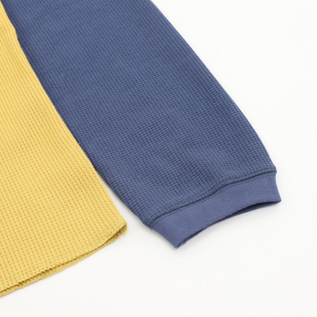Stussy Logo Raglan Waffle Long‑Sleeve Tee Yellow Blue