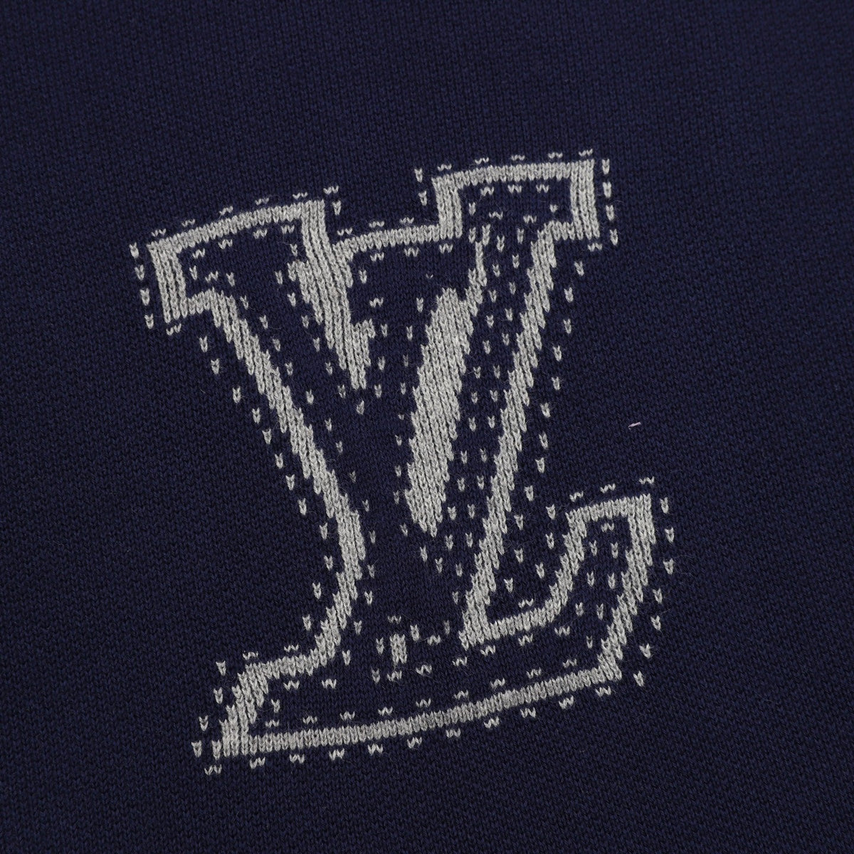 Louis Vuitton LV Logo Stitched Full‑Zip Hoodie Navy Blue