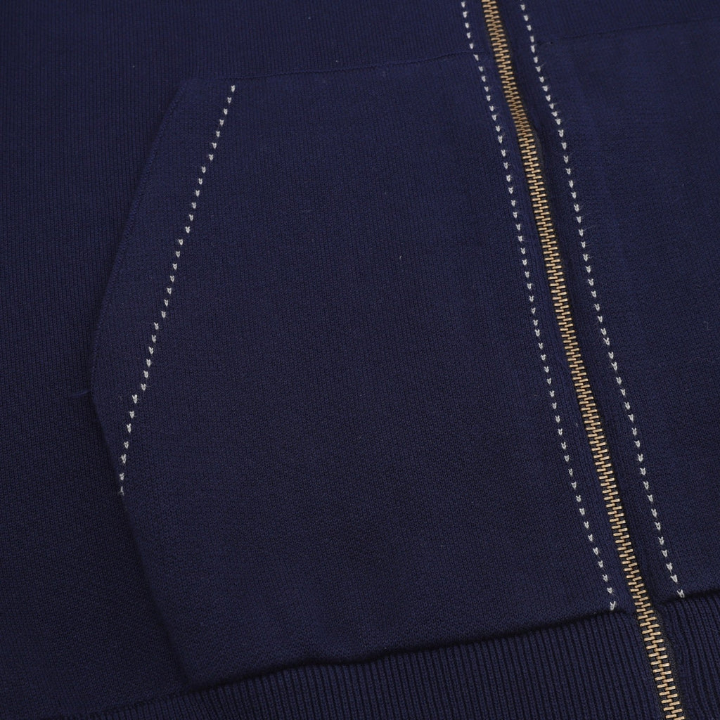 Louis Vuitton LV Logo Stitched Full‑Zip Hoodie Navy Blue