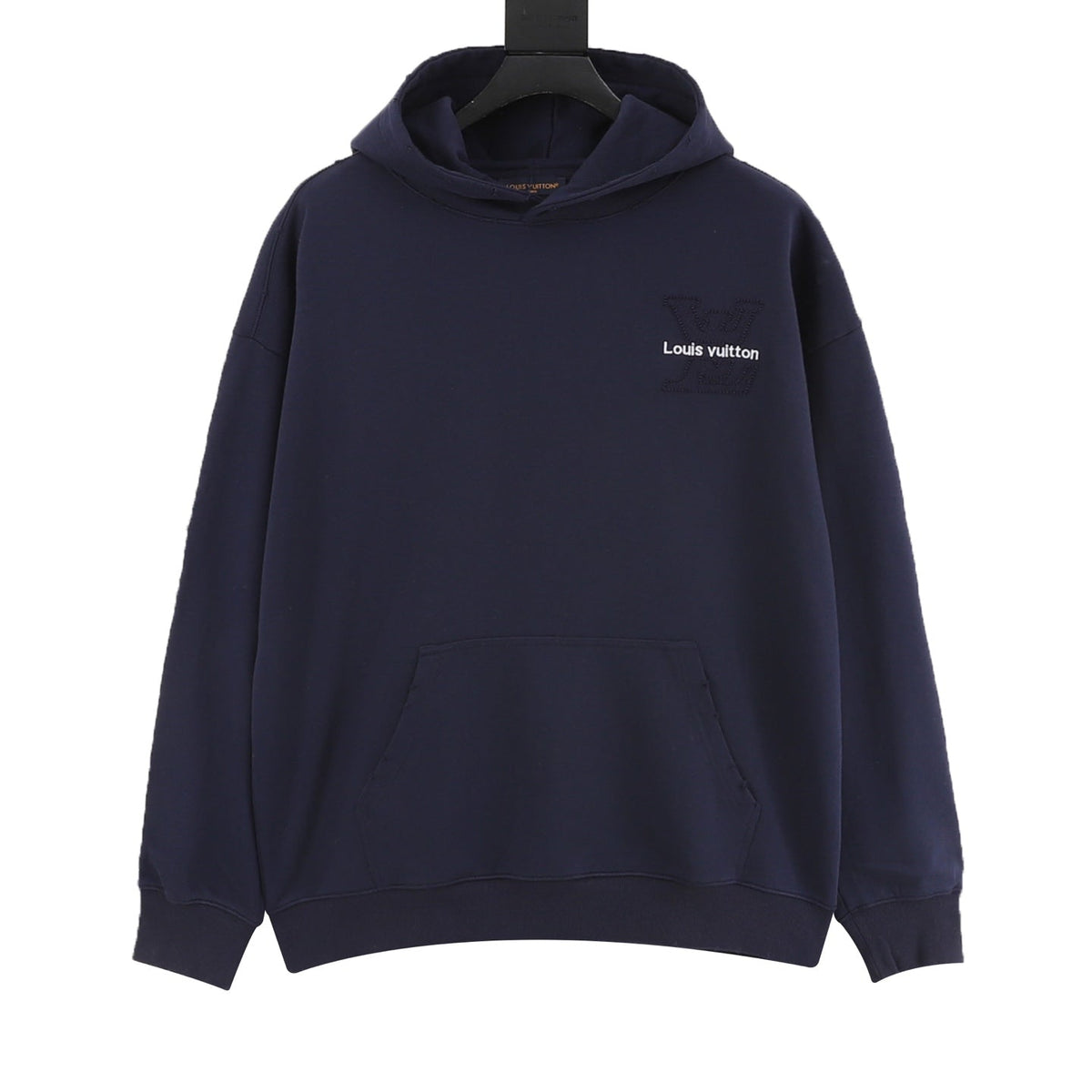 Louis Vuitton Logo Embroidery Pullover Hoodie Navy
