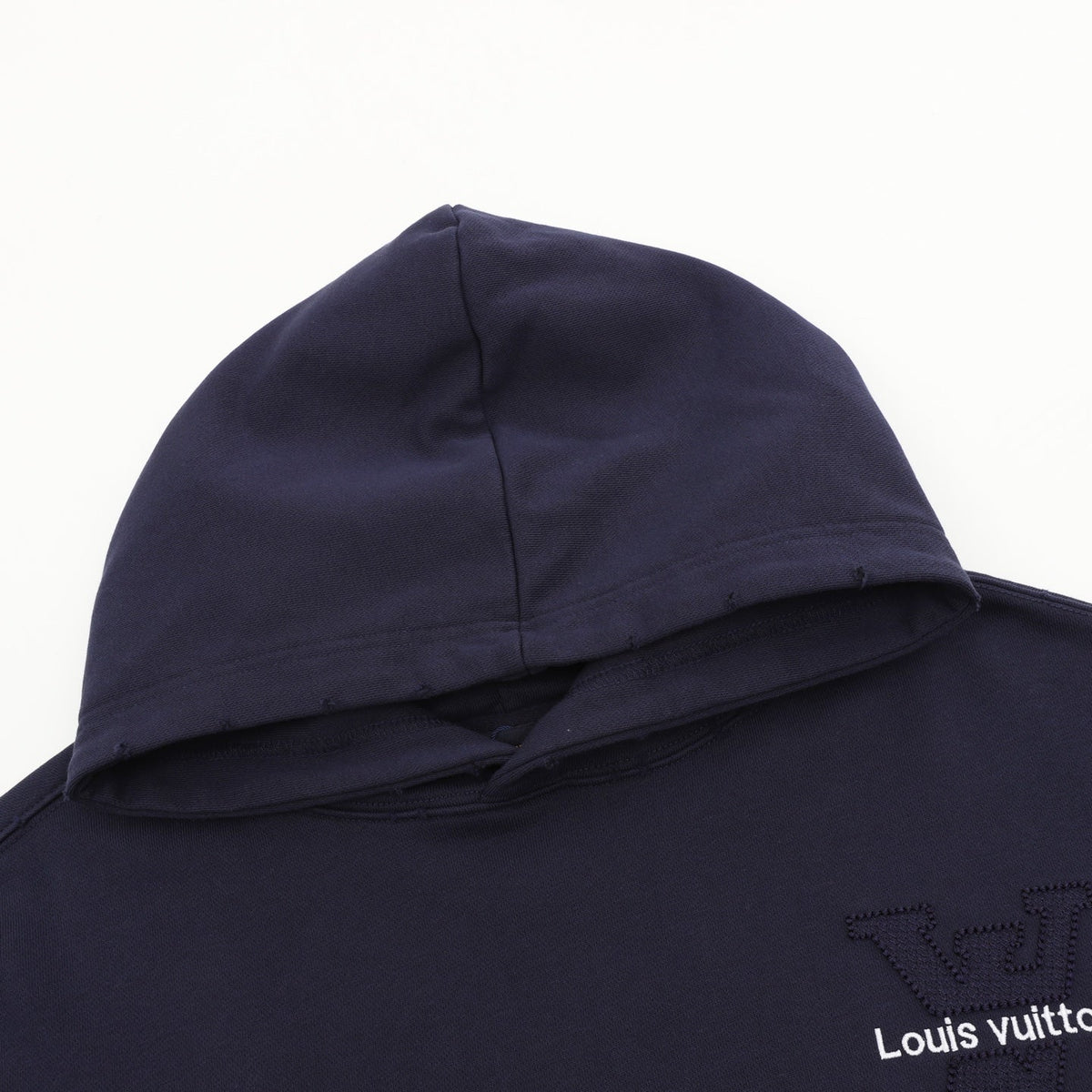 Louis Vuitton Logo Embroidery Pullover Hoodie Navy