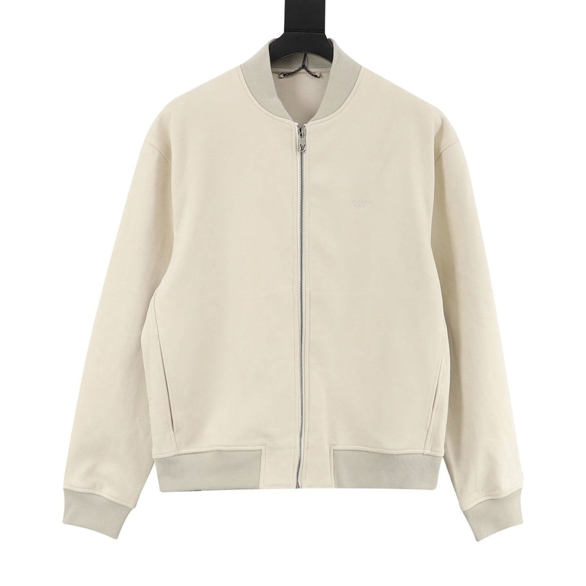 Louis Vuitton Paris Embroidered Suede‑Effect Bomber Jacket Off‑White