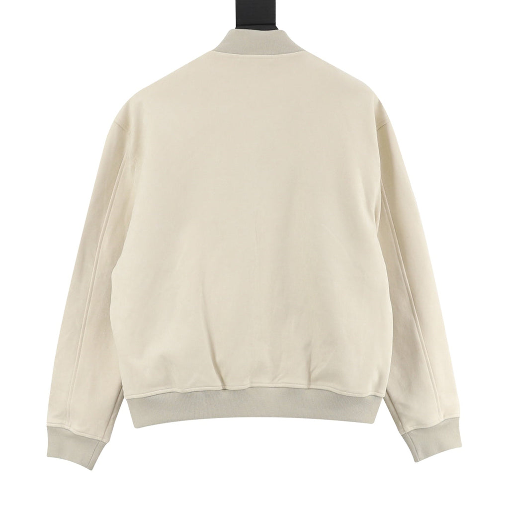 Louis Vuitton Paris Embroidered Suede‑Effect Bomber Jacket Off‑White