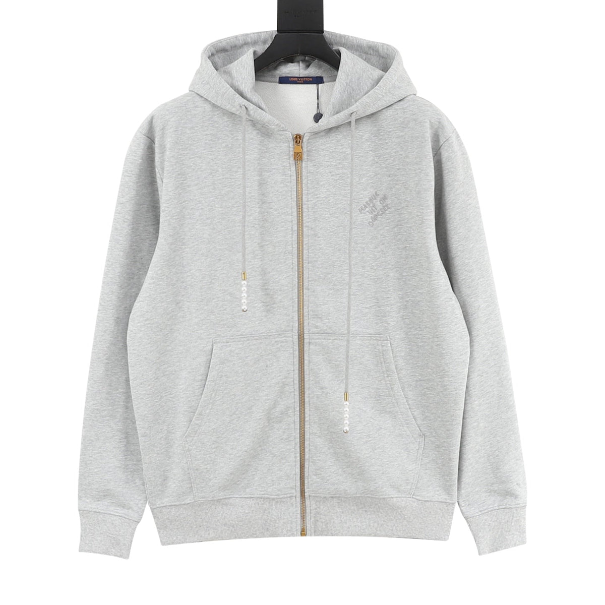 Louis Vuitton Pearl‑Drawstring Zipper Hooded Jacket Heather Gray