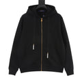 Louis Vuitton Pearl‑Drawstring Zipper Hooded Jacket Black