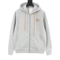 Loewe Anagram‑Logo Full‑Zip Hoodie Light Grey Orange Drawstring