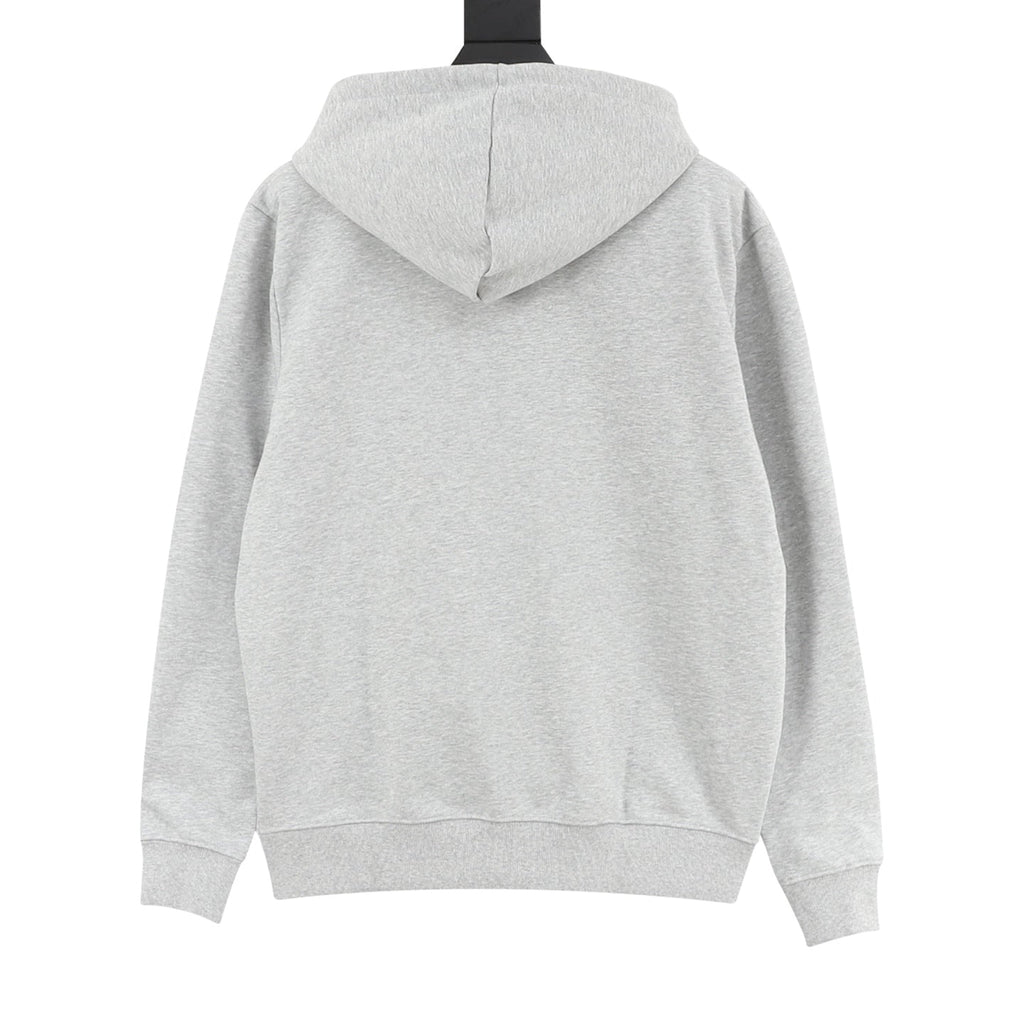 Loewe Anagram‑Logo Full‑Zip Hoodie Light Grey Orange Drawstring