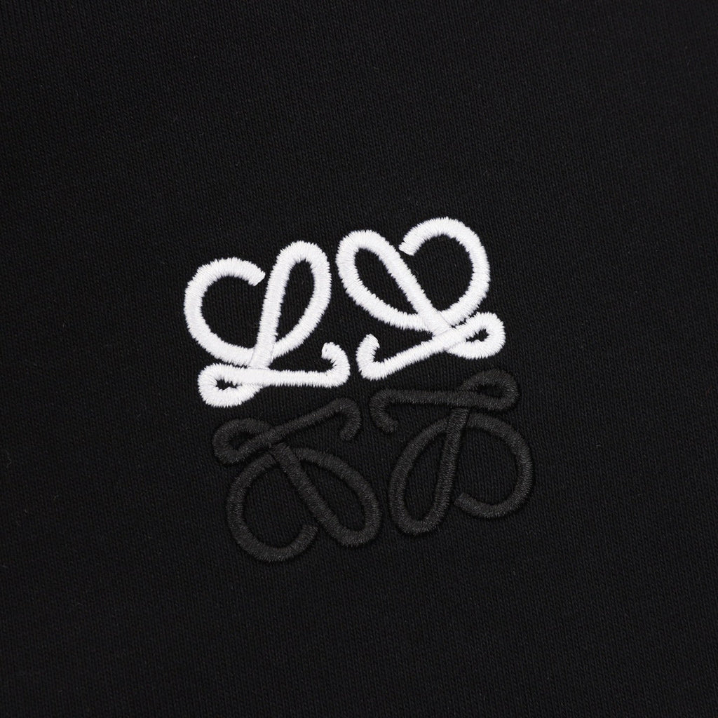 Loewe Anagram‑Logo Full‑Zip Hoodie Black Orange Drawstring