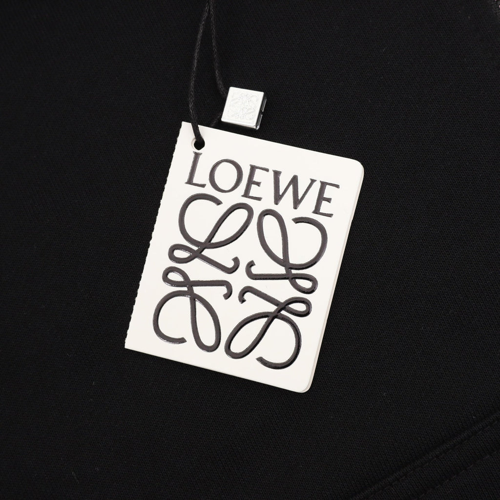 Loewe Anagram‑Logo Full‑Zip Hoodie Black Orange Drawstring