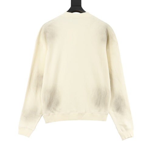 Acne Studios Logo Print Cream Henley Sweatshirt