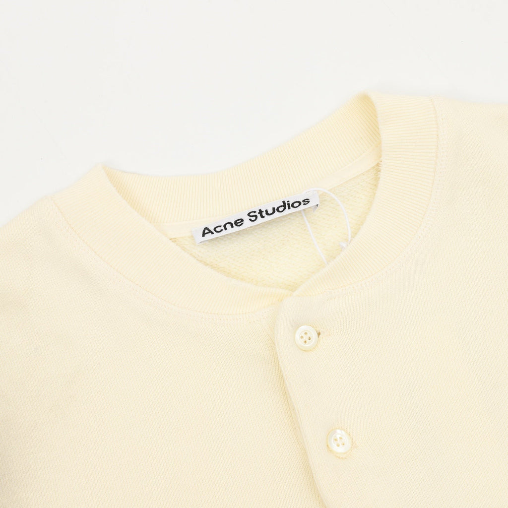 Acne Studios Logo Print Cream Henley Sweatshirt