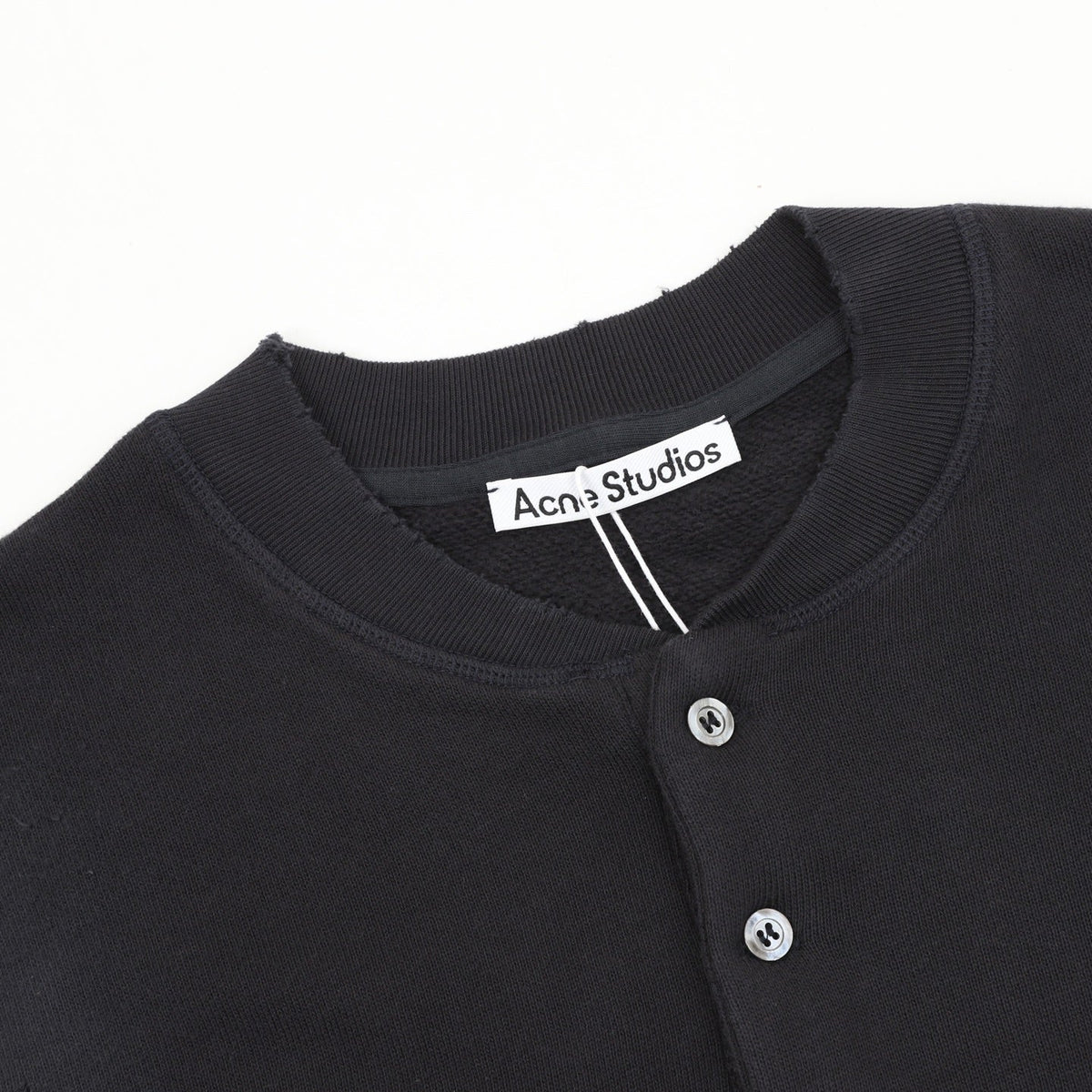 Acne Studios Logo Print Black Henley Sweatshirt