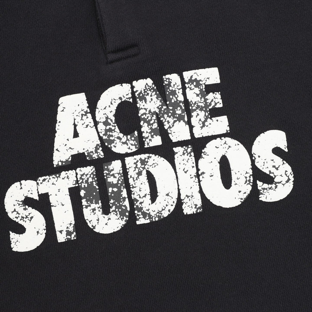 Acne Studios Logo Print Black Henley Sweatshirt