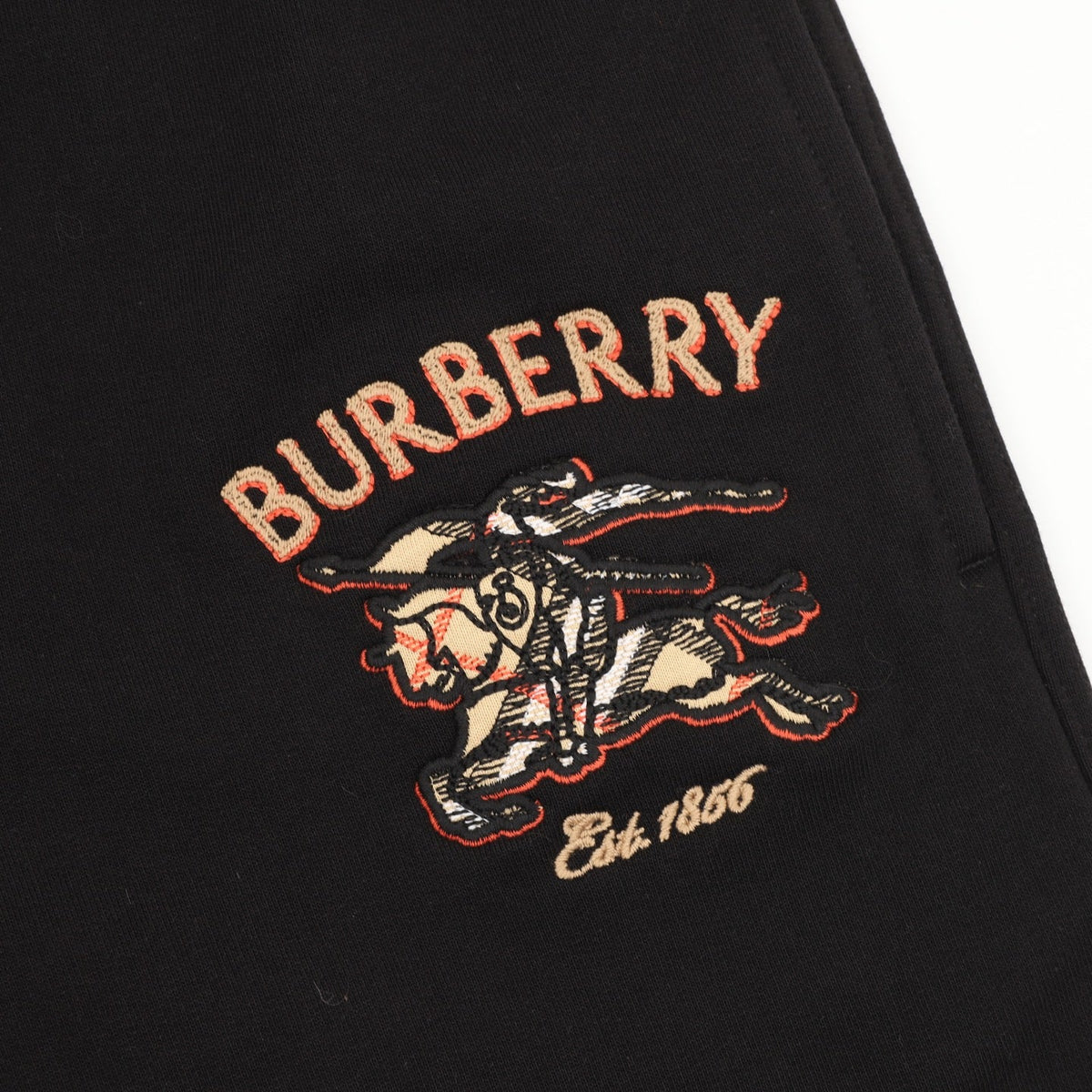Burberry Equestrian Knight Logo Black Wide Leg Sweatpants