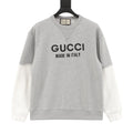 Gucci Embroidered Logo Color Block Crew Neck Sweatshirt Grey White