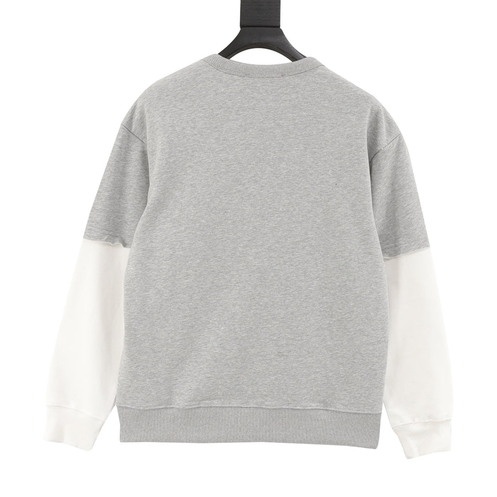 Gucci Embroidered Logo Color Block Crew Neck Sweatshirt Grey White