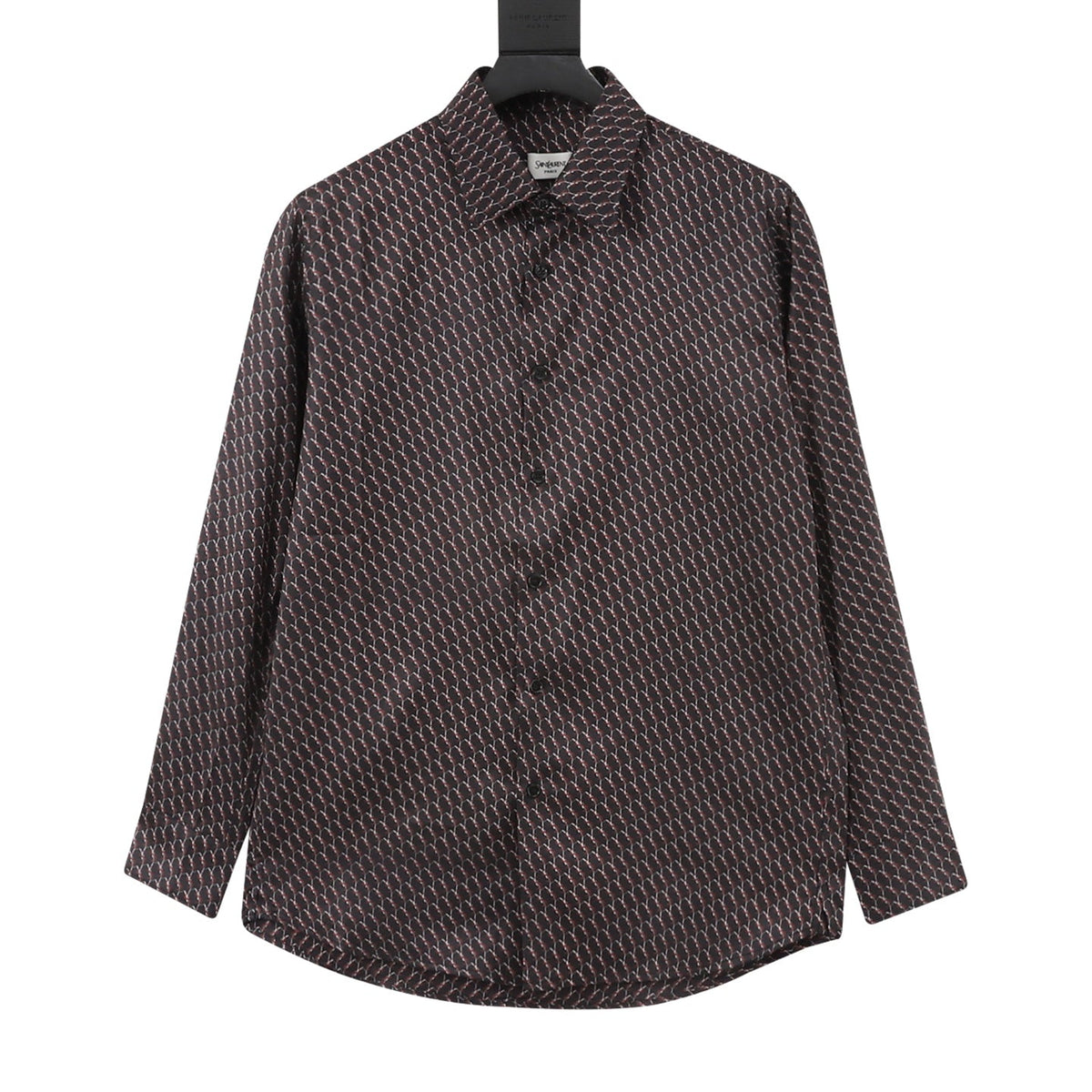 Saint Laurent Allover Logo Print Silk Shirt