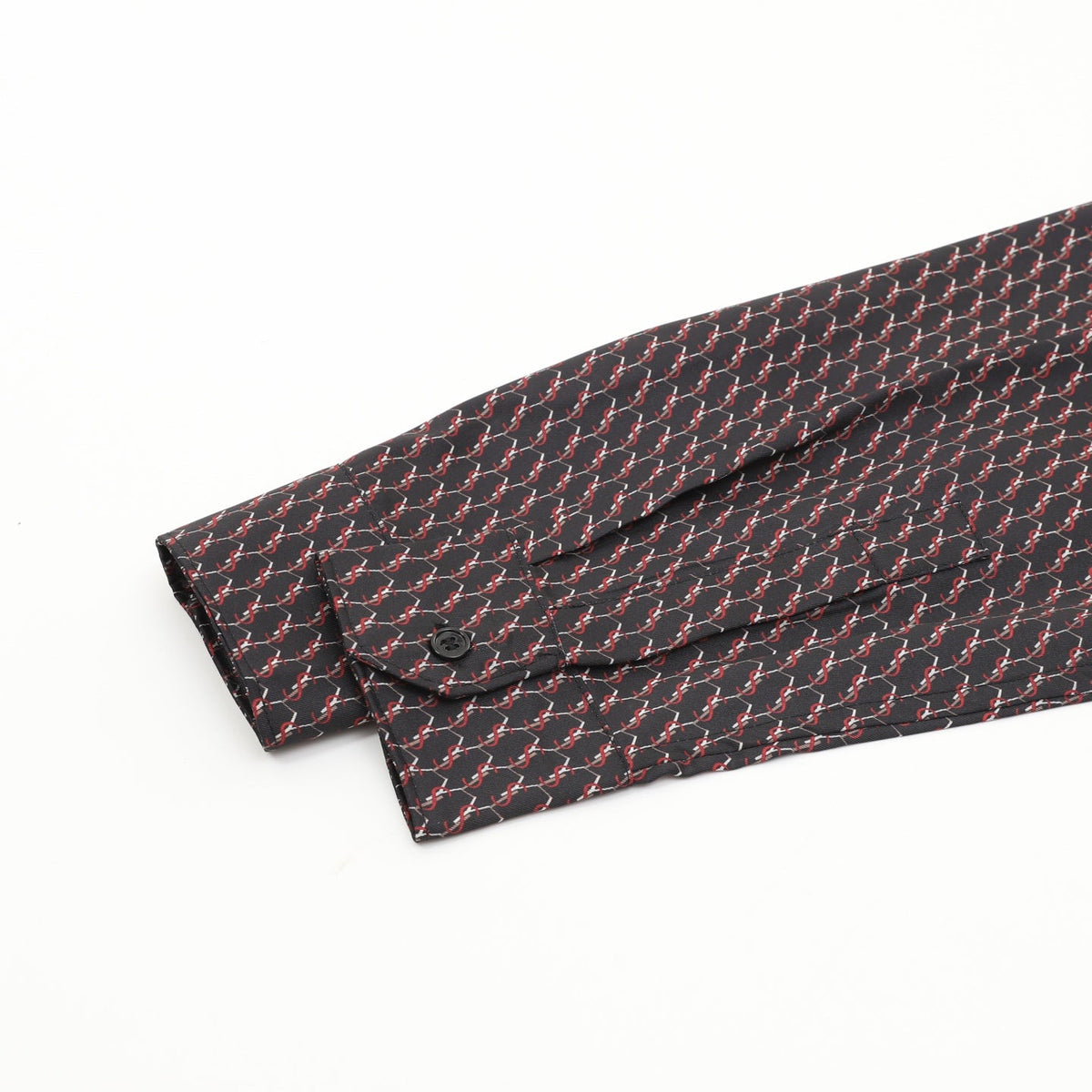 Saint Laurent Allover Logo Print Silk Shirt