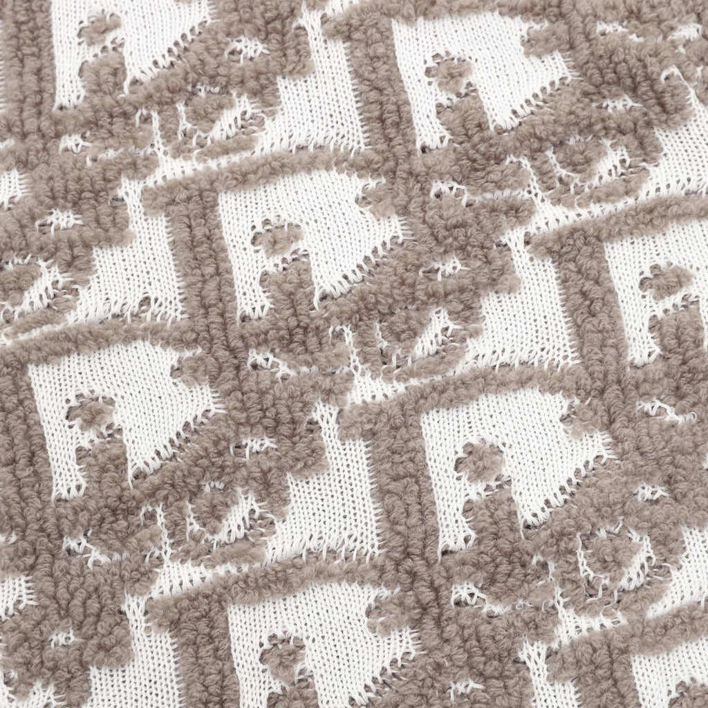 Dior Oblique Jacquard Zip Knit Cardigan White Taupe