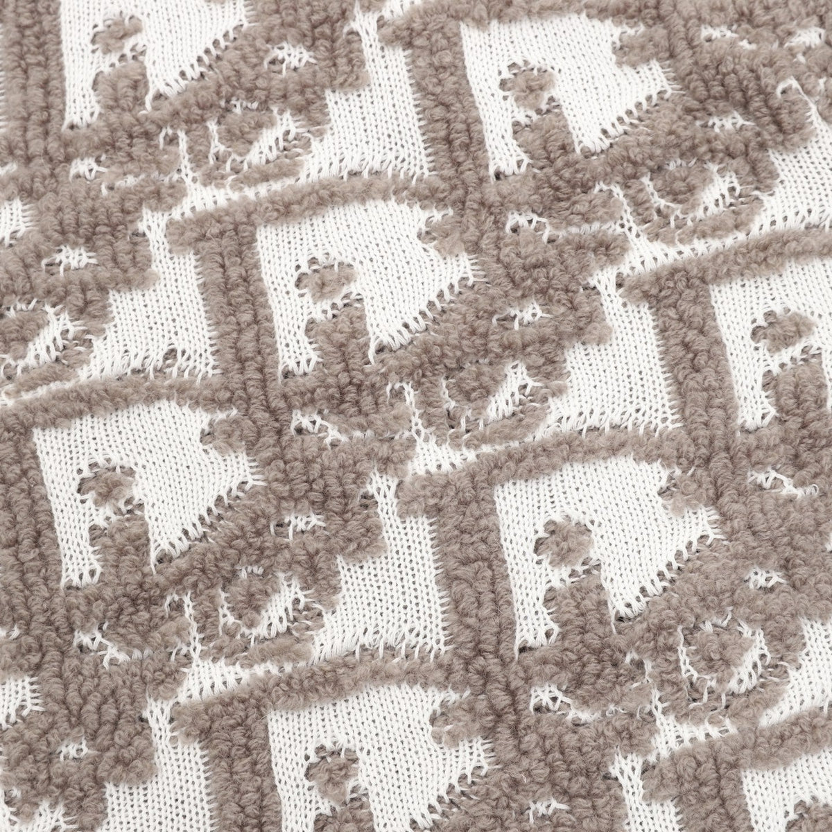 Dior Oblique Jacquard Zip Knit Cardigan White Taupe