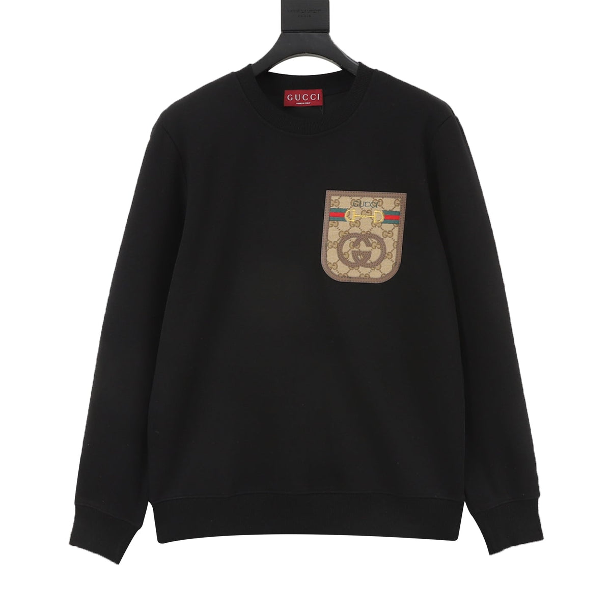 Gucci GG Canvas Pocket Horsebit Crewneck Sweatshirt Black