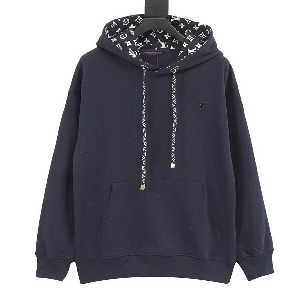 Louis Vuitton Monogram Lining LV Logo Hoodie Navy