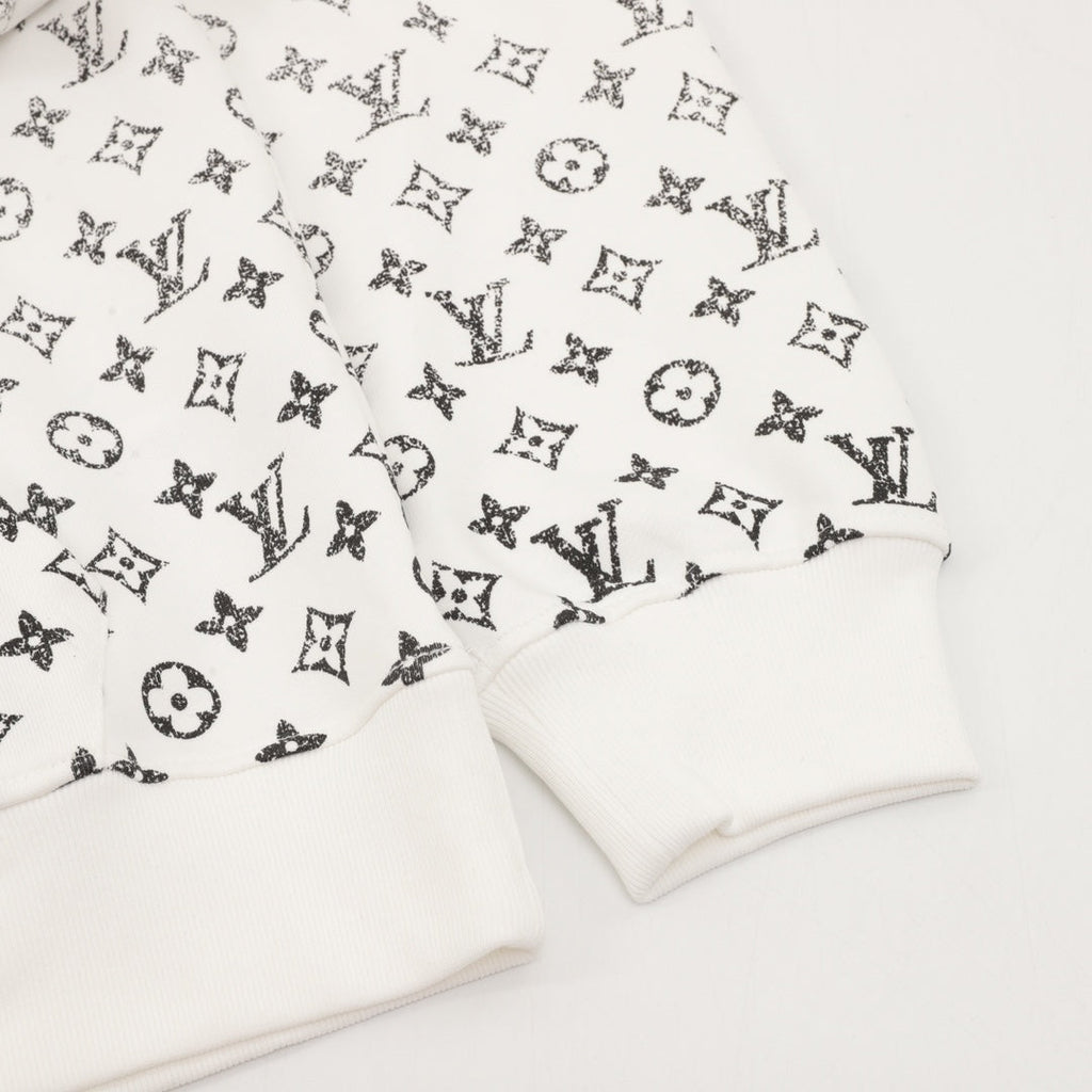 Louis Vuitton Gradient Monogram Print Hoodie White
