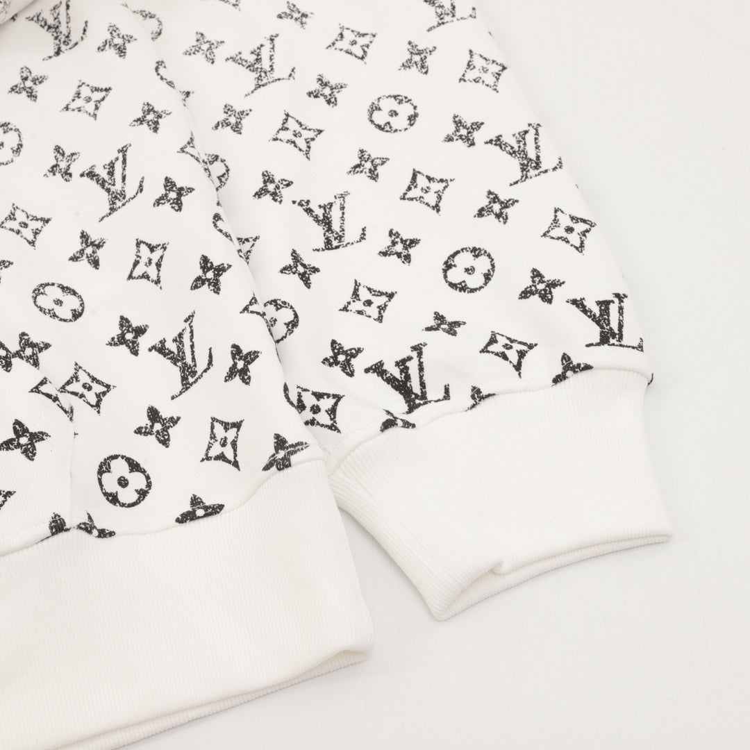 Louis Vuitton Gradient Monogram Print Hoodie White