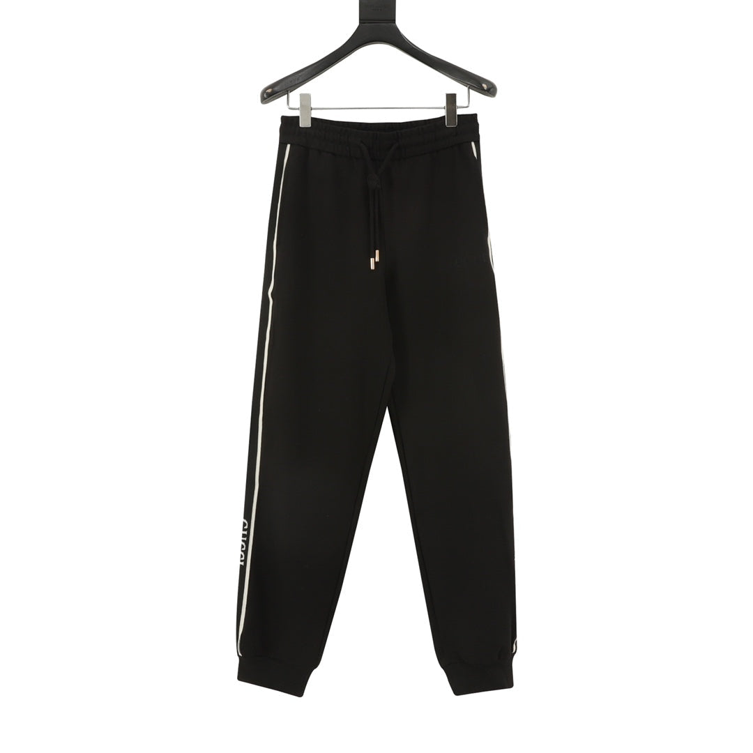 Gucci Side Stripe Logo Embroidered Jogger Pants Black